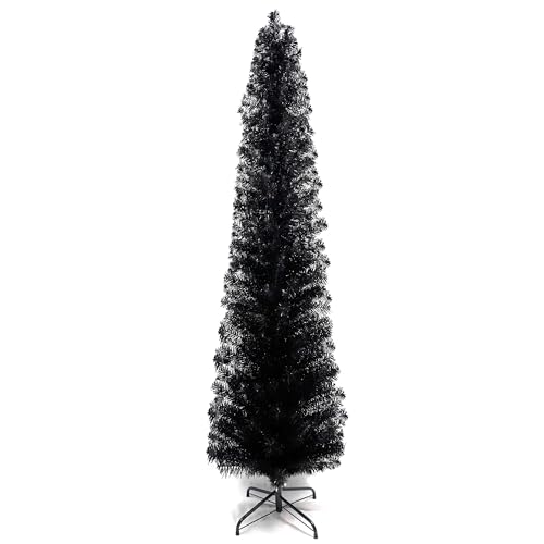 TKYGU 6ft Pencil Christmas Tree, Black Artificia Xmas Tree,Slim Holiday Tree Decoration, Skinny Xmas Tree with 316 PVC Needles & Folding Metal Stand, Home Office Holiday Decoration - Image 4