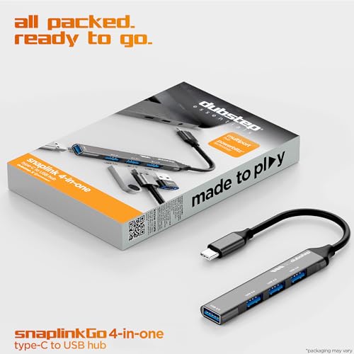 Image of Dubstep SnaplinkGo 4-in-1 Type C to USB Hub, Grey, Aluminium Alloy, 5 Gbps Data Transfer, 4 Ports, Bend Free Cable (Grey)