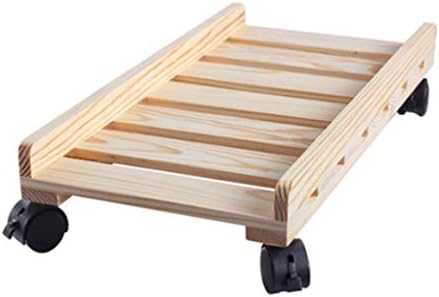 Moving Solid Wood Desktop PC Case Computer Adjustable CPU Stand Tower Holder