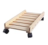 Moving Solid Wood Desktop PC Case Computer Adjustable CPU Stand Tower Holder