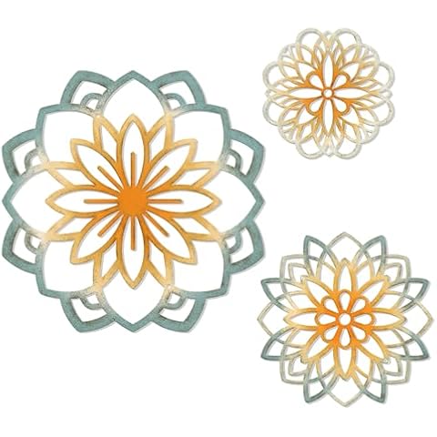 Zzbakress Colorful Metal Flowers Wall Art 3 Pcs Cover