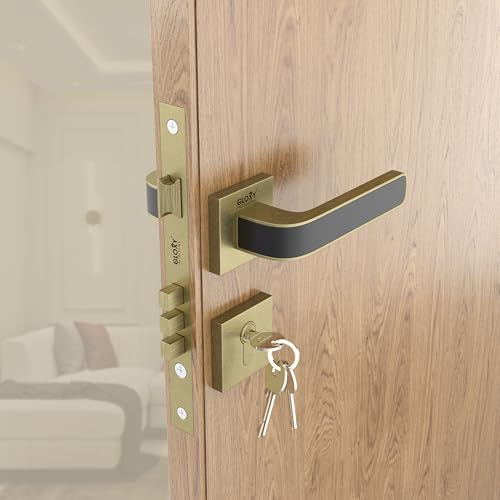 Image of GLOXY Zinc Mortise Door Locks for Main Door Lock with 3 Bras Key Handles Set,Door Locks for Bedroom,Mortise Lock for All Door|Antique & Black Finish (2 Years Warranty, Pack of 1)