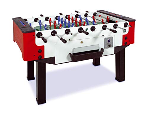Bandito Outdoor Tischfußball Storm F-3 mit Münzeinwurf (schwarz/rot/weiß, Teleskopstangen (SA))