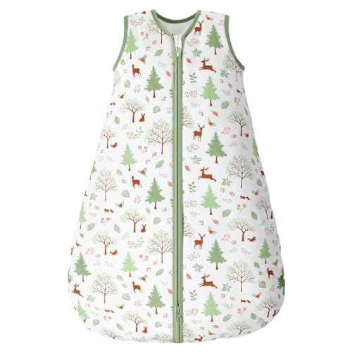Looxii Baby Sleeping Bag 2.5 Tog 0-6 Months Winter Baby Sleep Sack 100% Cotton Soft Warm Wearable Blanket for Newborn Infant Toddler Forest Green