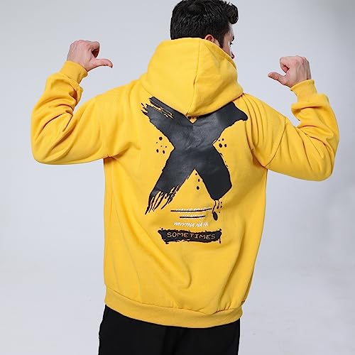 Covisoty Hoodies For Men & Woman Pullover Sweatshirt, Mens Fashion Hip-Hop Hooded Casual Long Sleeve Yellow Xl #TOP3