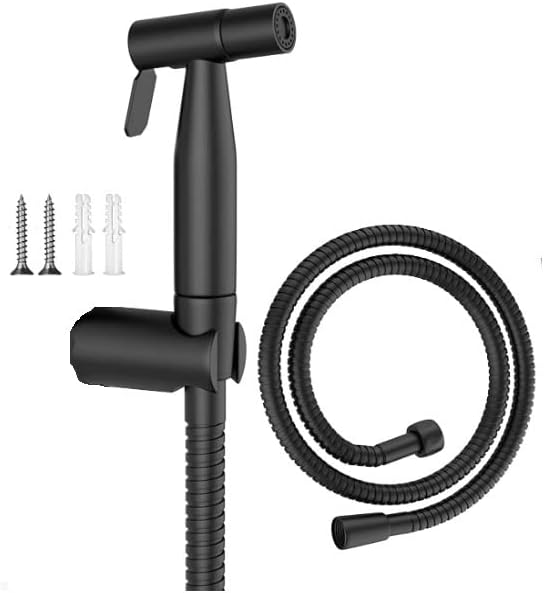 Bargain Black Set Brushed Bidet Sprayer for Toilet Holder Hose 1.2 m Stainless Steel Sprayer Kit Baby Sprayer Muslim Shattaf