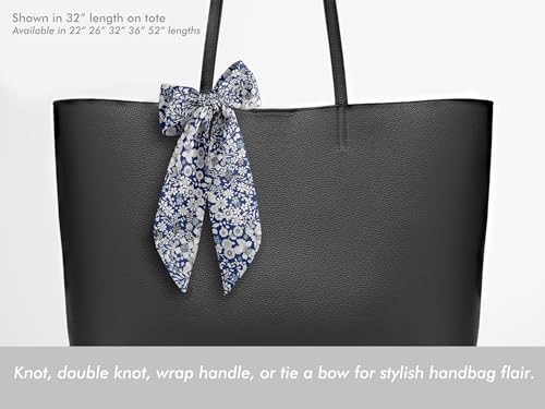 Liberty London Scarf - Choose Length - June's Meadow Navy Floral Skinny Scarf, Tie Headband, Handbag/Purse flair - Silky Tana Lawn Cotton3