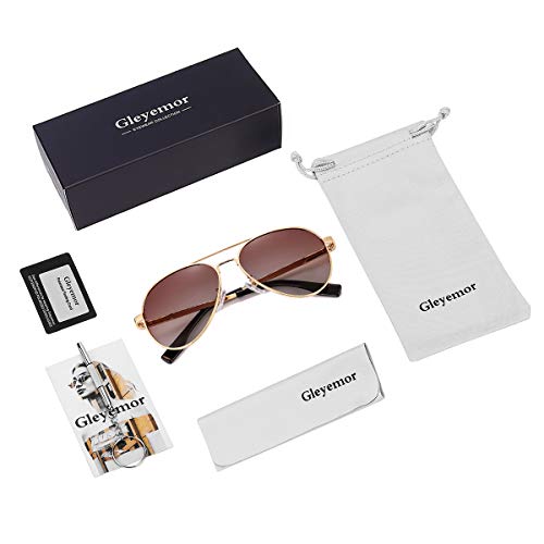 Gleyemor Small Aviator Sunglasses For Women And Men, 52Mm Small Frame Polarized Aviators For Small Face (Gold/Gradient Brown) #TOP6