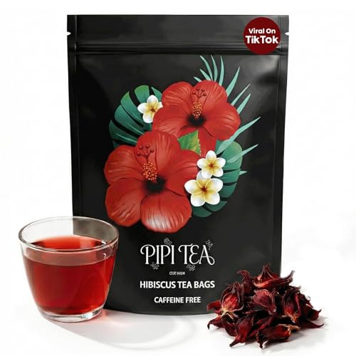 Pipi Tea Hibiscus Tea Bags Organic,100% Natural Organic Hibiscus Tea Bags,Natural Sweet & Sour Flavor,Caffeine-Free,30 Bags (1 Bag)