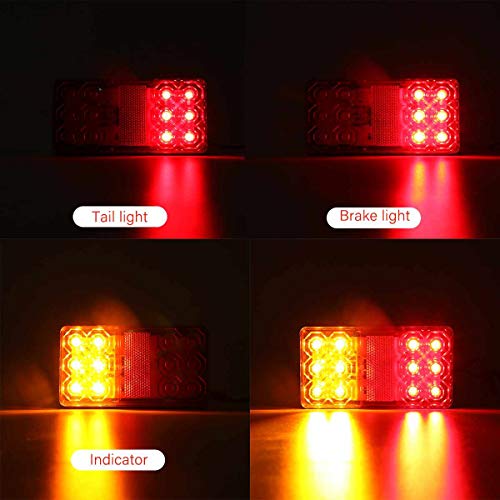 2 Peças Luz Traseira Do Caminhão De Carro 12 Led Luz Indicadora De Stop Traseiro Da Luz De Travagem