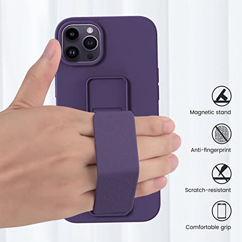 Funda para iPhone 14 Pro Max con soporte integrado color morado elegante 7
