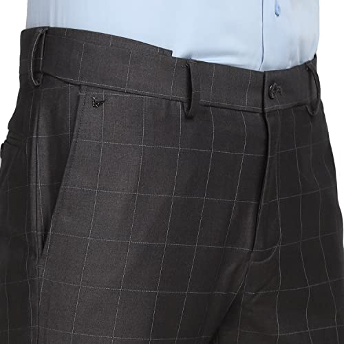 Image of blackberrys Checks Polyester Viscose Slim Fit Men's Work Wear Trousers