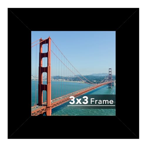 HEYTUYA 3x3 Picture Frame Black for Tabletop or Wall Hanging Strudy and Lightweight 3 x 3 Frame Wall Gallery Photo Frame with Shatter Resistant Plexiglass Black