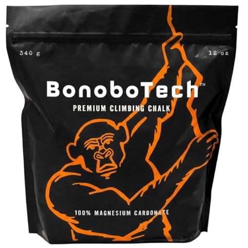 BonoboTech Climbing Chalk for Climbing, Bouldering, Gymnastics, Weightlifting resealable Bag 340 gr (12 oz) - Magnesium Carbonate