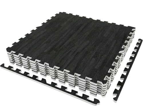 Element Fitness Puzzle Mat Foam Floor Tiles for Home Gym and Baby Play Mat – 0.5” Thick EVA Foam Interlocking Gym Mats, Exercise Mat Flooring for Workout - Midnight Oak by Fitness Factory - Used condition - CA$31.16