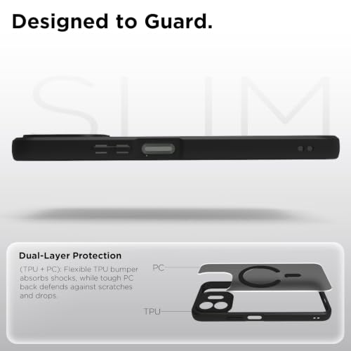 Image of RIGGEAR Shockproof Sleek Hybrid Armor Magnetic Back Cover Case Compatible with MagSafe Accessories for OnePlus N6 5G (Smoke Black Matte PC + Black TPU Bumper)