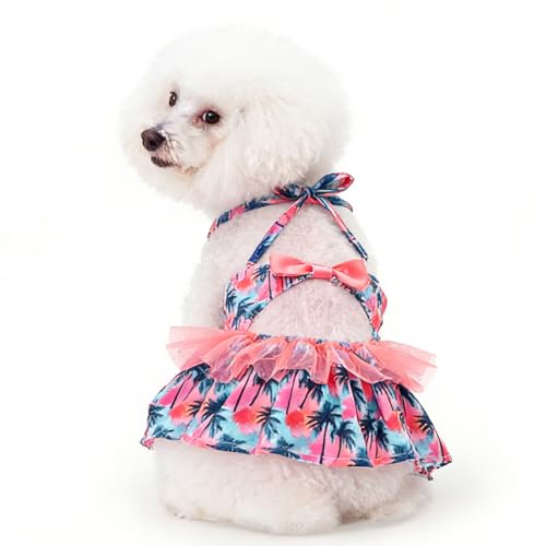 Image of CuteBone One Piece Dog Bikini Swimsuit Dress - Puppy Bathing Suit Costume for Small Dogs - Comfortable & Stylish Pet Clothes for Summer Pool, Beach & Play LTDB16S