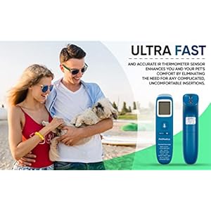 PetMedics Non-Contact Digital Pet Thermometer for Dogs - Infrared Fast and Accurate Canine Temperature Detection - Easy to Read LCD Display PetMedics Non Contact Digital Pet Thermometer for Dogs Infrared Fast and Accurate Canine Temperature Detection Easy to Read LCD Display