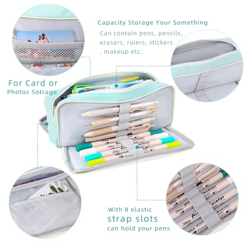 Image of iSuperb Large Pencil Case 3 Compartments Pencil Pouch Big Capacity Pencil Bag for Kids Teen Girls Boys Student School Supplies Oxford Organizer Pen Bag Cosmetic Makeup Pouch