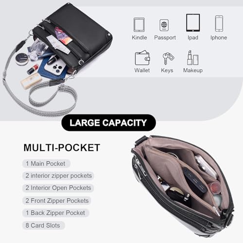 Image of Crossbody Bags for Women Rfid Travel Crossbody Purses Leather Handbags Medium Shoulder bag with Adjustable Strap