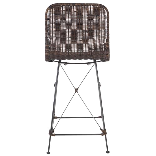 SAFAVIEH Home Collection Minerva Butaco con Asiento de Rattan Marrón Oscuro y Estructura Negra Juego de 2 miniatura 5
