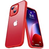 【米軍MIL規格・指紋防止】CASEKOO iPhone 14 / 13 用 ケース 耐衝撃 滑り止め 指紋防止 米軍MIL規格 マット仕上げ ストラップホール付き 2023年新型 黄変防止 耐久性 カバー ワイヤレス充電対応 アイフォン 13 14 用 6.1 インチ ケース(マットレッド)