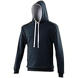Dettaglio cuciture doppie AWDis Varsity Hoodie Felpa, Multicolore (Blu Navy/Grigio Erica Francese), L Uomo
