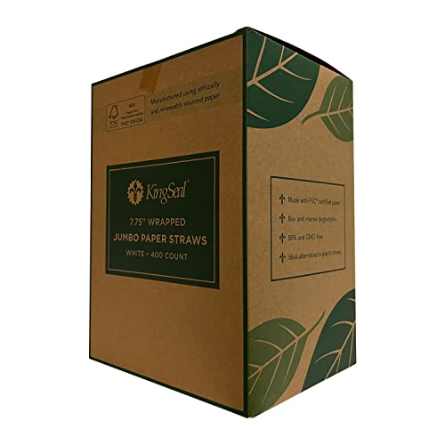 Pitillos desechables de papel KingSeal, 400 unidades, 19.69 cm, biodegradables miniatura 5