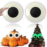 PETKNOWS 7 Inch Giant Glow in The Dark Googly Wiggle Eyes, 2Pcs Extra Large Self Adhesive Luminous Sparkle Googly Eyes for Craft Wiggle Eye Stickers Large Sticky Eyes Handicrafts DIY Making (Green)