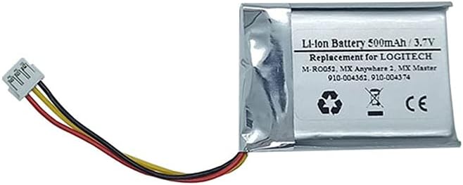 3.7V 500mAh Replacement Battery for Logitec h 910-004362, M-RO052, MX Anywhere 2, MX Master,533-000088 533-000120 533-000121 AHB303450 L/N: 1412