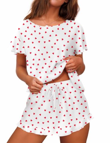 Image of Ekouaer Women's Pajama Set Ruffle Sleeves Top and Short