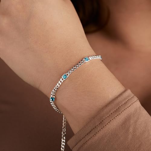 Image of Alex and Ani September Birthstone Sapphire Curb Chain Bracelet
