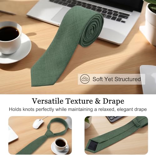 Image of Cotton Ties for Men Solid Color Skinny Tie Mens Necktie for Wedding Graduation Formal Dinner