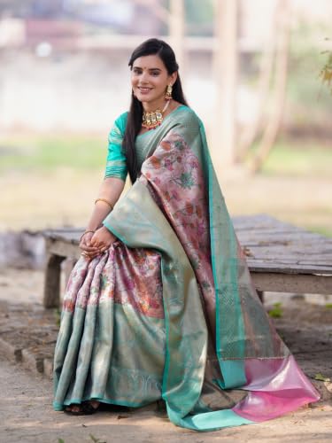 BANARASI KARGHA pink banarasi silk saree – image 3