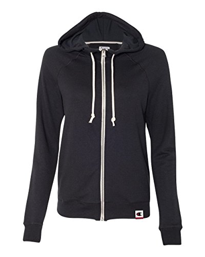 Champion AO650 Women's Authentic Originals Women's French Terry Hooded Full-Zip Black Large