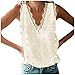 yuwo Débardeur de travail sans manches à col en V en dentelle brodée pour femme, beige, XL