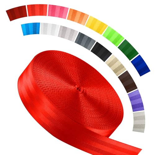 Image of Polyester Webbing Strap 16+Colors - 1 inch&1.5 inch&1.9 inch - 16.5 25 33 55 Yards Heavy Duty Webbing Roll, Flat Webbing Strap for Indoor&Outdoor Gear, Climbing, DIY Crafting, Repairing