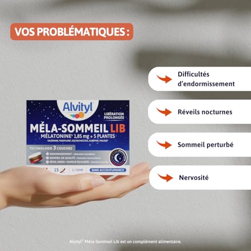 Alvityl Méla-Sommeil Lib Mélatonine 5 Plantes dont Valériane - 15 comprimés – vue 2