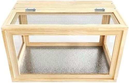 QINMOZH ハムスターゲージ ーハウス 小動物飼育 組立式 大型 天然木 通気性 アクリル 観察しやすい リス ハリネズミ ウサギ チンチラ アクリル、透明な木製の大きな観賞、ゴールデンーの景観用の多様なセット飼育ボックス (50×30×30cm,ケー