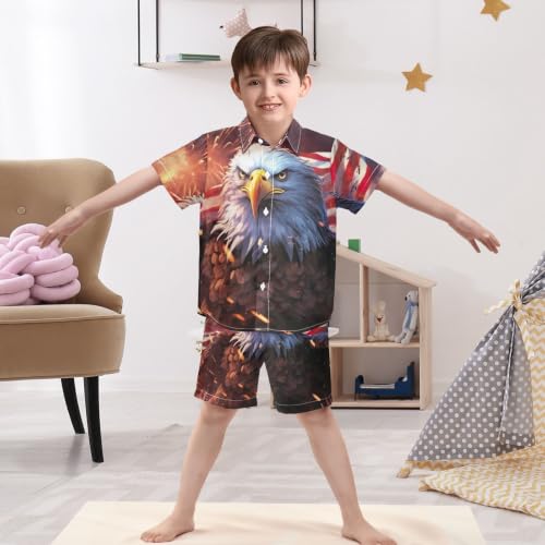 Image of 3T Toddler Boy Shorts Set Teal Hawaiian Button Down Shirts Summer Outfits for Little Boy