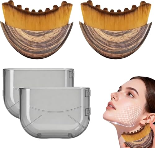 Lot de 2 Brosse de Contour Lymphatique pour le Visage, Brosse de Brossage à Sec, Masseur de Drainage Lymphatique pour Le Visage, Le Menton et la Mâchoire