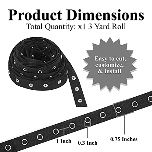 Mandala Crafts Metal Snap Tape For Sewing By Yard - Black Cotton Snap Button Trim Baby Snaps For Sewing - Fastener Button Strips Snap Tape For Baby Clothes 3 Yards Black Snap Tape #TOP2