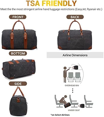 Weekender Bags for Women Sucipi Canvas Overnight Bag Large Travel Bags for Women Carry on Weekend Duffel Bag With Shoe Compartment, Toiletry Bag and Wet Pocket, Perfect for Travel/Flight/Daily Use/Birthday Gift(Black) 5 Weekender Bags for Women Sucipi Canvas Overnight Bag Large Travel Bags for Women Carry on Weekend Duffel Bag With Shoe Compartment, Toiletry Bag and Wet Pocket, Perfect for Travel/Flight/Daily Use/Birthday Gift(Black)