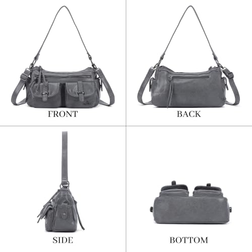 Image of Angel Kiss Hobo Purses for Women Crossbody Shoulder Bag Ladies Multi Pocket Handbags with Adjustable Shoulder Strap | Soft Vegan Leather