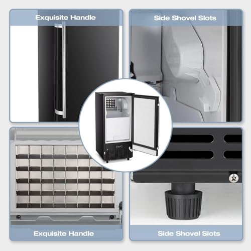Image of Kismile Under Counter Ice Maker, 80 lbs /Day, 40 Cubes in 15 Mins, Black | Built-In Drain Pump, 24H Timer, Self-Cleaning, 3 Ice Thicknesses and LCD Control for Bars, Cafes, Restaurants and Office Use