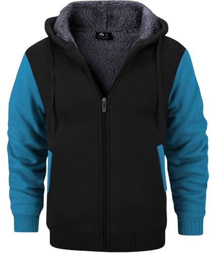 Image of GEEK LIGHTING Men's Fleece-Lined Zip Up Hoodie, Thick Hooded Jacket Winter Warm Athletic Sweatshirt