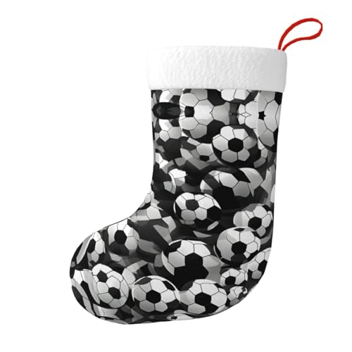 TYANG Diseño de fútbol blanco y negro, diseño de doble cara, decoración navideña, calcetines, árbol de Navidad, vacaciones, fiesta
