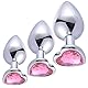 SXOVO Groß + Medium + Klein Analplug Set Luxus Metall Butt Spielzeug Herzförmige Anal Trainer Kristall Butt Plug Kit S & M Erwachsene Homosexuell Anal Plugs Frau Männer Sex Geschenke (Rosa)