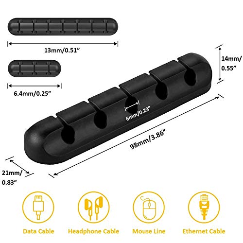 Zaciski kablowe Organizer do zarządzania kablami, haczyki samoprzylepne, uchwyt na kable zasilające i kable do akcesoriów do ładowania, kabli myszy, PC, biura i domu (zestaw)