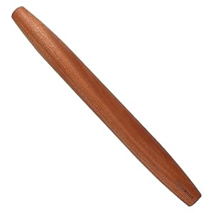 Muso Wood Sapele Wooden French Rolling Pin for Baking, Tapered Roller for Fondant, Pie Crust, Cookie, Pastry (French 17.5inch)